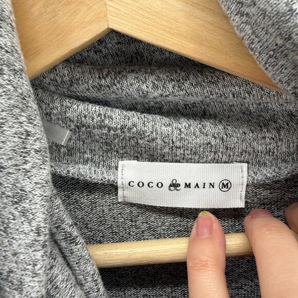 Coco & Main Sweater Pullover Women M Medium Gray Knit Cowl Neck Button Casual - Picture 3 of 7